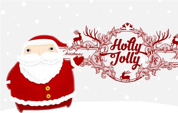 Jultomte med Holly jul etikett — Stock vektor