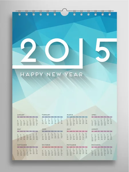 Calendrier coloré pour 2015 année — Image vectorielle