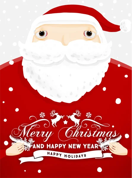 Santa Claus with Merry Christmas Label — Stock Vector