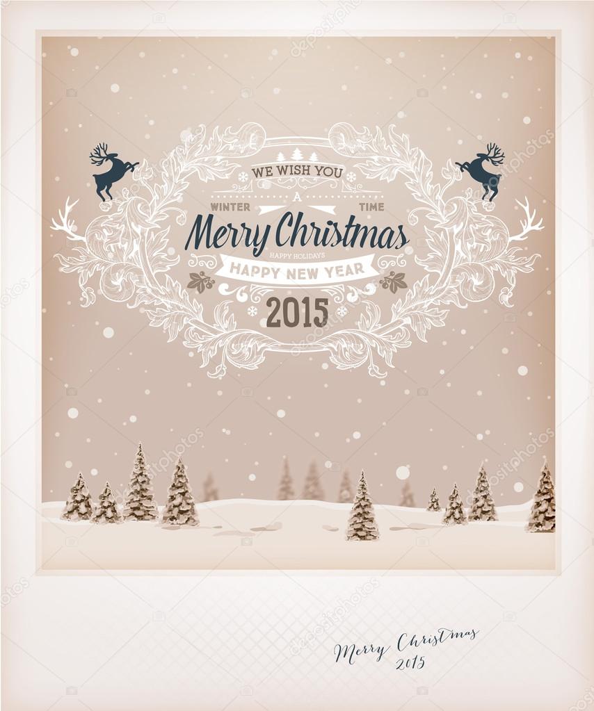Diseño de tarjeta de felicitación de Navidad vintage . Vector de stock  #70420777 de ©Ozerina, image size:854x1023