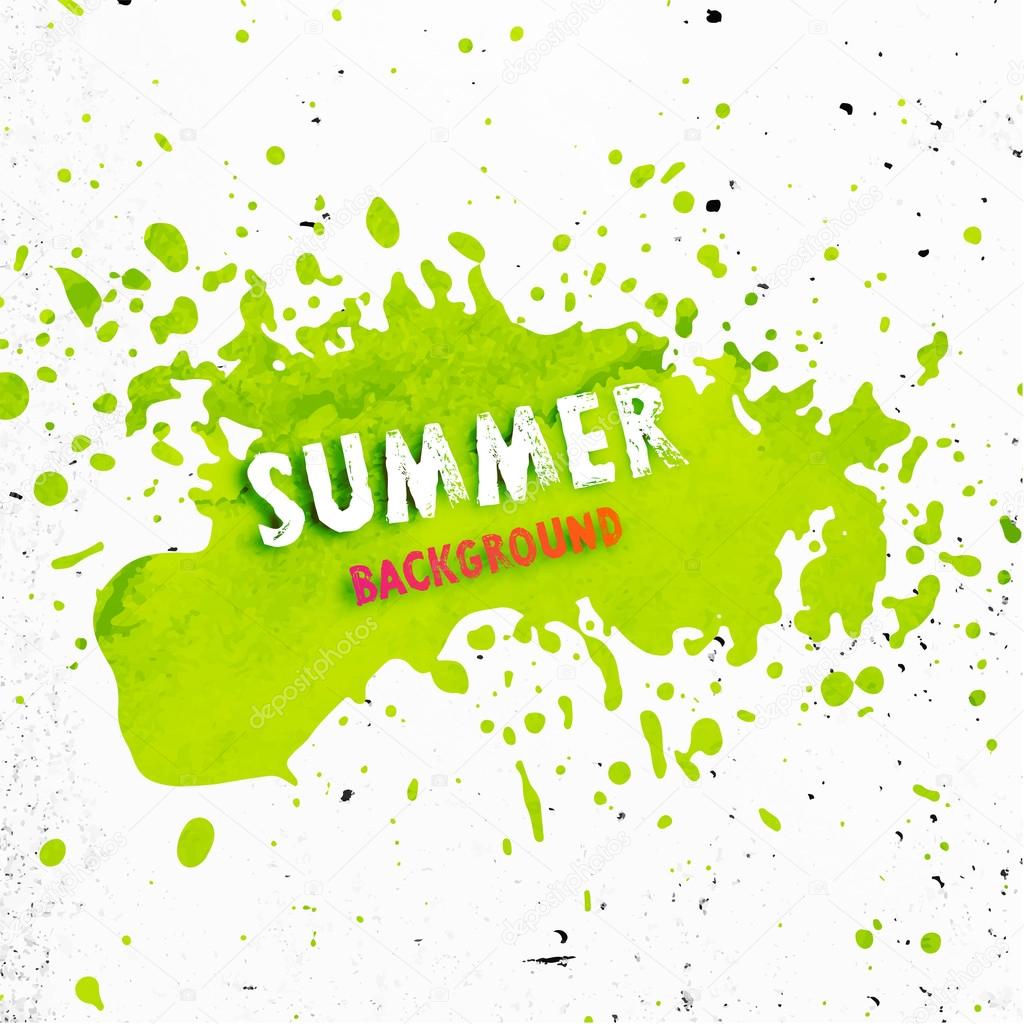 Summer background with green paint splash