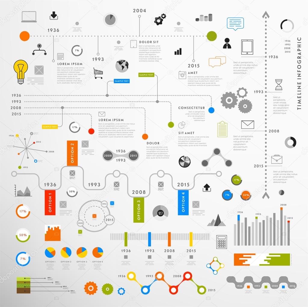 Set of Timeline Infographic Design Templates