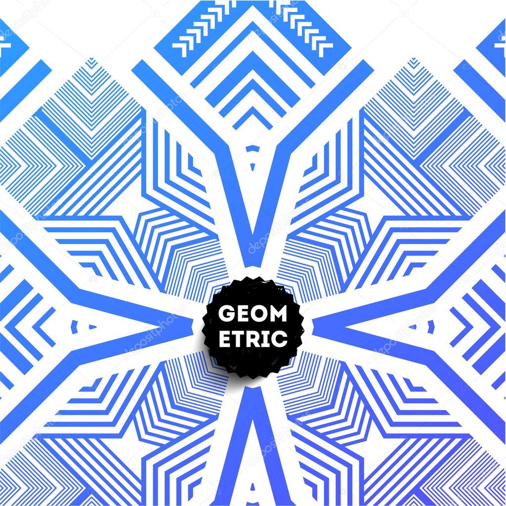 Abstract Blue Geometric Pattern for Modern Hipster Cover Design. Black Label with Place for Business Logo