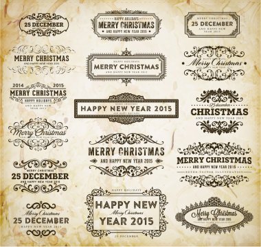 Noel kaligrafi vintage etiketleri
