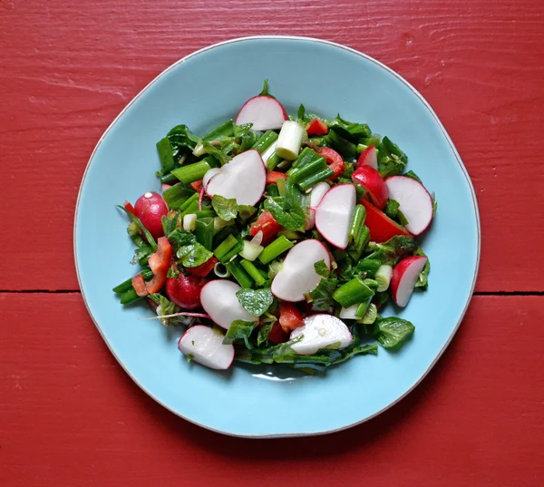 Fresh salad with bread — Stok fotoğraf