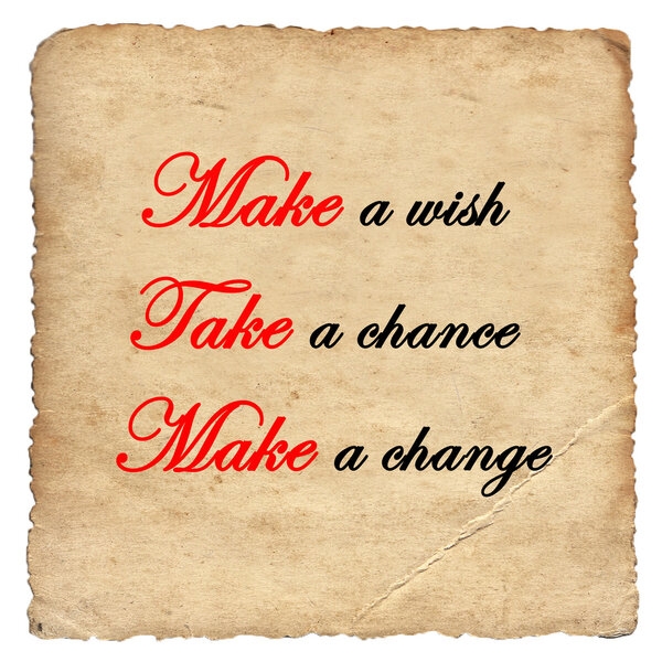 Inspirational motivating quote on old paper background