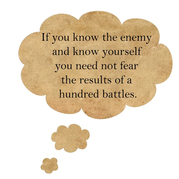 Inspirativní citát od Sun Tzu na řeč bublina papíru — Stock fotografie