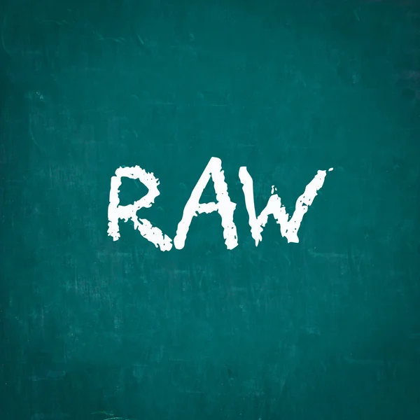 RAW written on chalkboard — Stock Photo, Image