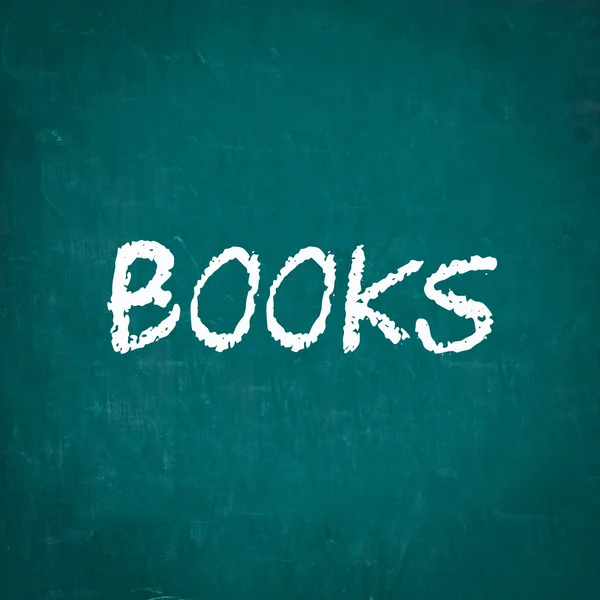 Kara tahta yazılı kitaplar — Stok fotoğraf