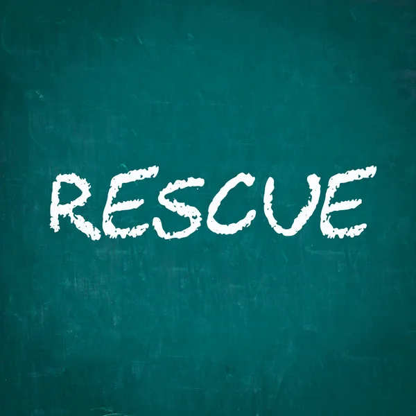 RESCUE scritto sulla lavagna — Foto Stock