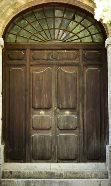 Старі двері з коричневого дерева — стокове фото