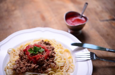 İtalyan spagetti rustik ahşap tablo