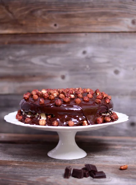 Orzech laskowy czekoladowe ciasto — Zdjęcie stockowe