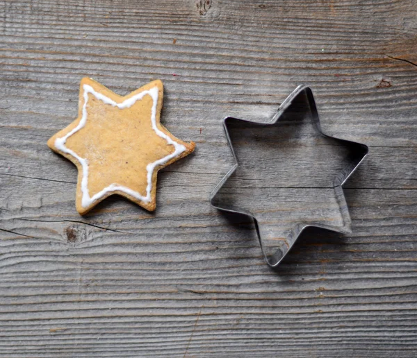 Closeup of Christmas cookie and star shape — Stock Photo, Image