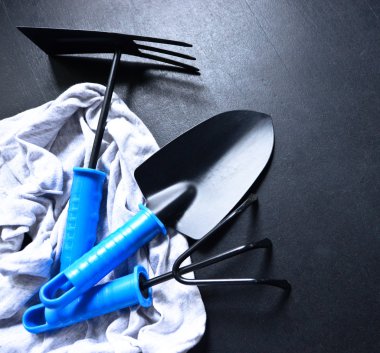 Yazı tahtası üzerinde Bahçe aletleri