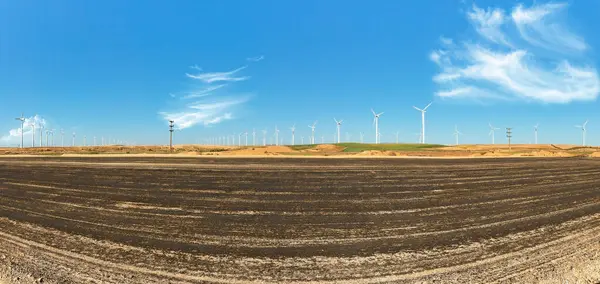 Generadores Eólicos Sobre Fondo Campo Cielo España — Foto de Stock