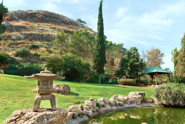 Japanischer Garten Blick Auf Den Berg Gilboa Israel — Stockfoto