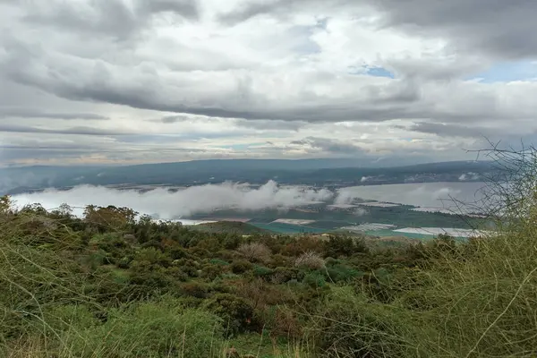 Panorama Del Lago Kinneret Sullo Sfondo Splendide Nuvole Israele — Foto Stock