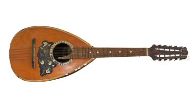 Old mandolin isolated on white background clipart