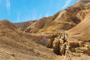 İsrail 'de şafak vakti OG nehir yatağının kanyonu