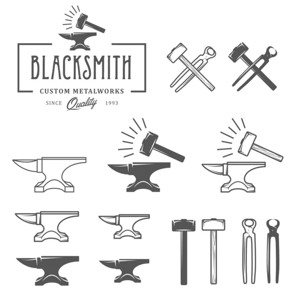 Vintage blacksmith design elements — Stock Vector