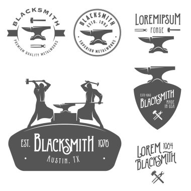Vintage blacksmith design elements clipart