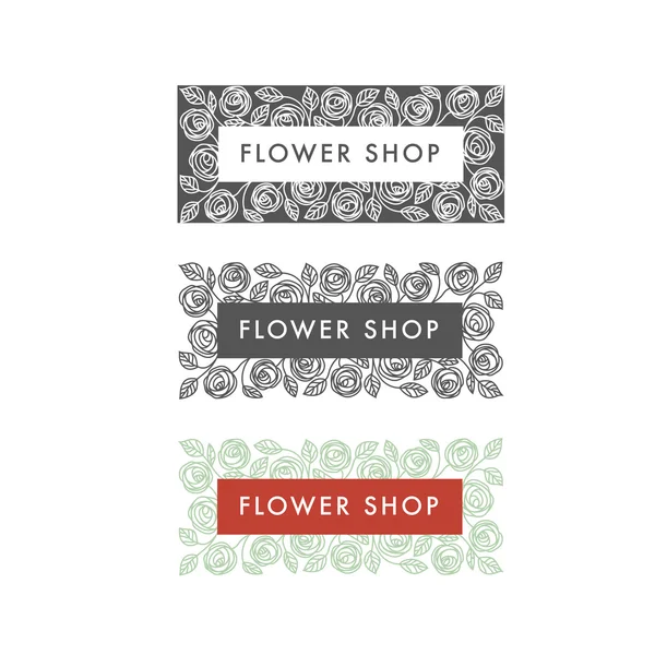 Flower shop, florist labels — Stock Vector