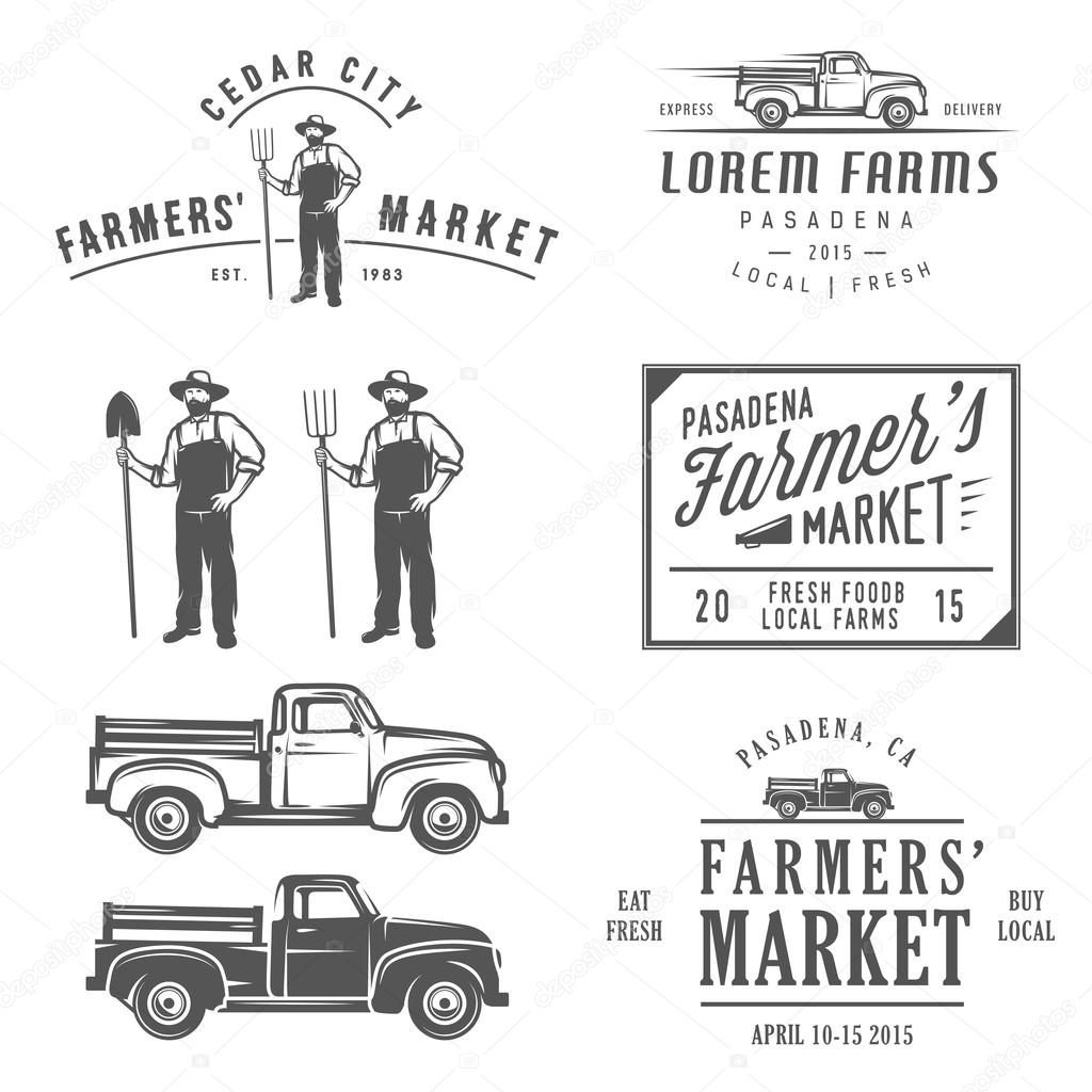Vintage farming labels, badges and design elements