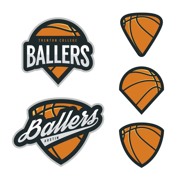 Set of basketball team emblem backgrounds — Stock Vector