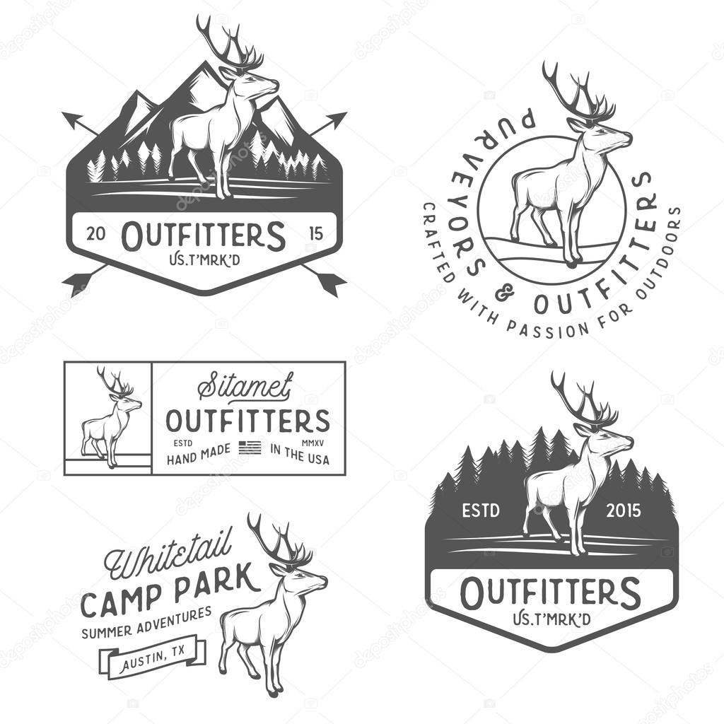 Set of vintage outdoors labels, badges and design elements