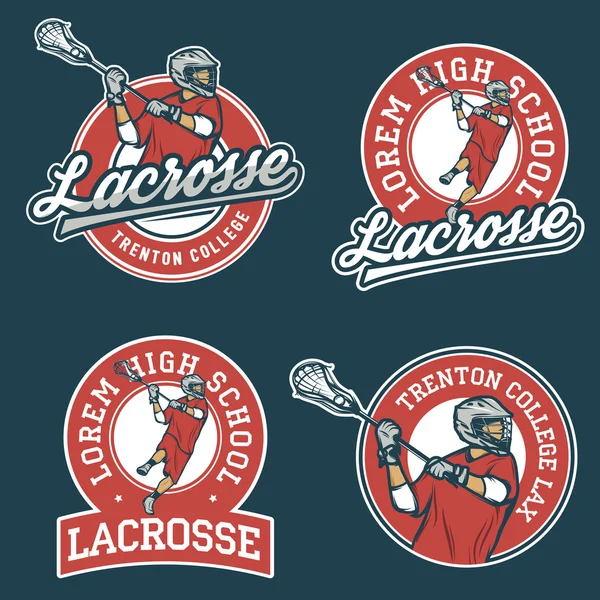 Set of lacrosse team emblems Stock Vector