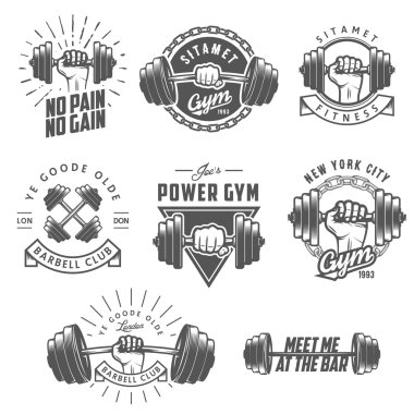 Set of vintage gym emblems, labels and design elements