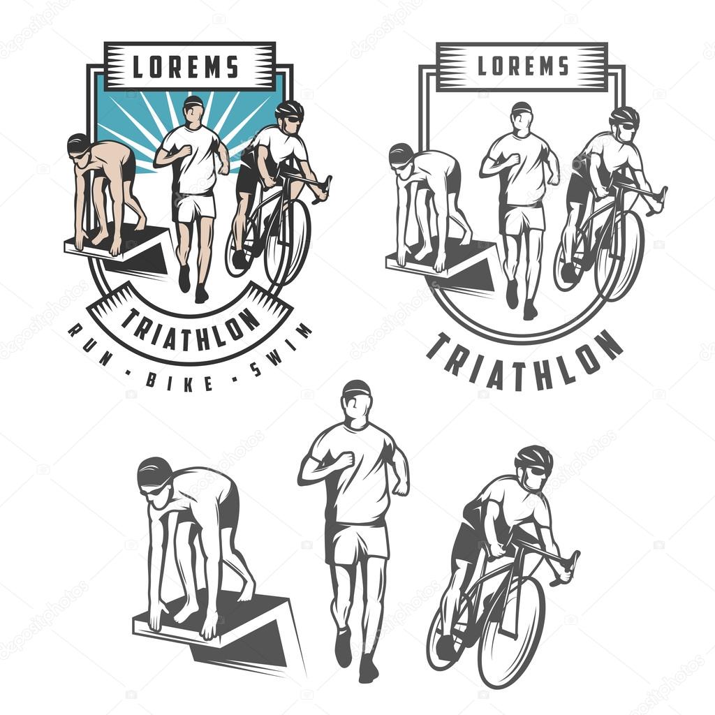 Triathlon emblems and design elements