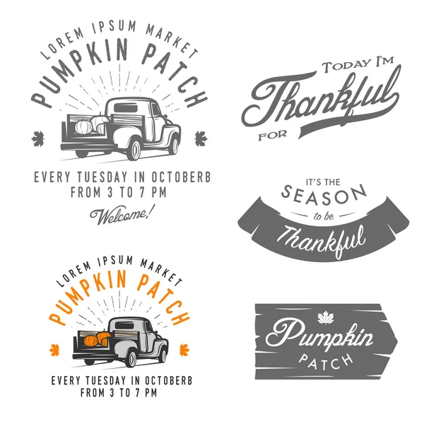 Set of vintage Thanksgiving Day emblems, signs and design elements — Stock Vector