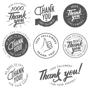 Set of vintage Thank you badges, labels and stickers clipart
