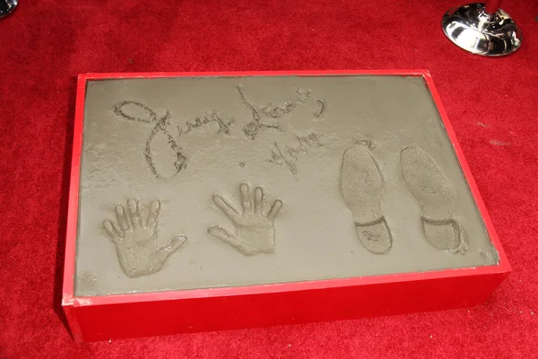 Jerry Lewis hand and foot print — Stock Photo, Image