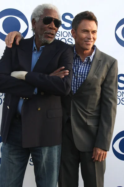 Morgan freeman och timothy daly — Stockfoto