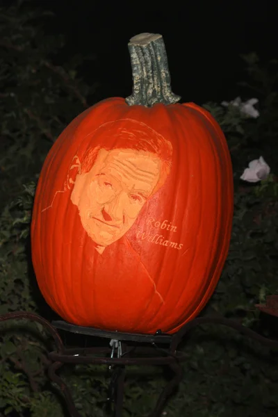 Robin Williams tallado en calabaza — Foto de Stock