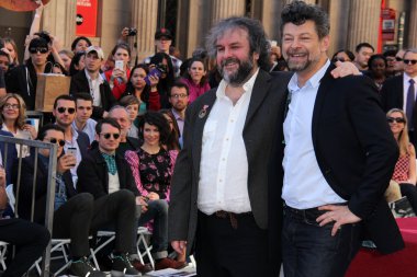 Orlando Bloom, Elijah Wood, Evangeline Lilly, Peter Jackson, Andy Serkis