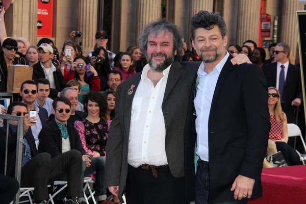 Orlando Bloom, Elijah Wood, Evangeline Lilly, Peter Jackson, Andy Serkis — Foto de Stock