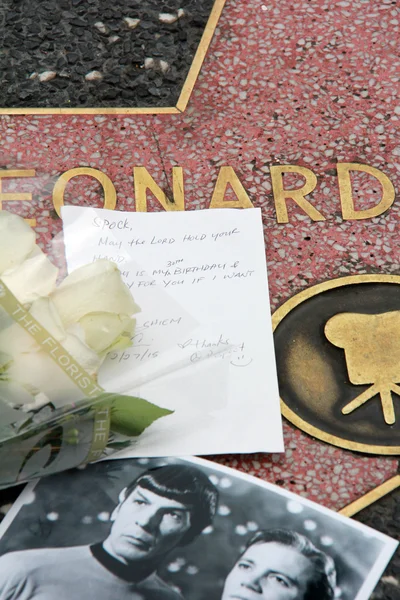 Fiori sulla stella di Leonard Nimoy — Foto Stock