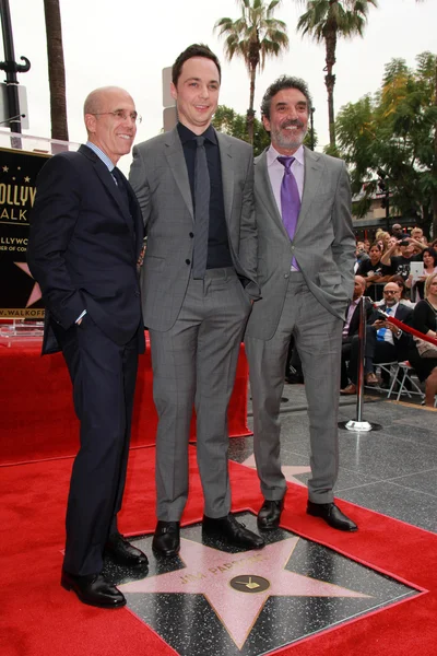 Jeffrey Katzenberg, Jim Parsons, Chuck Lorre — Stok fotoğraf