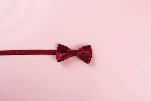 Red Bow Tie Pink Background Selective Focus Copy Space — Stock Photo, Image