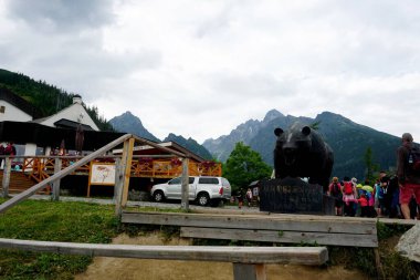   HIGH TATRA, SLOVAKIA - 20 Temmuz 2019: Hrebienok, Stary Smokovec, Vysoke Tatry High Tatras Mountain, Slovakya                             