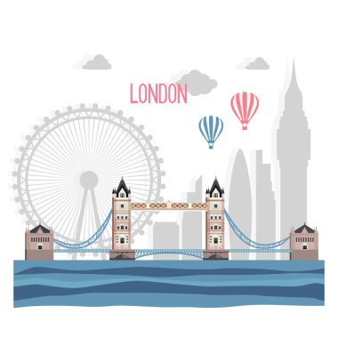 Beyaz arka plan üzerinde Londra soyut siluet.