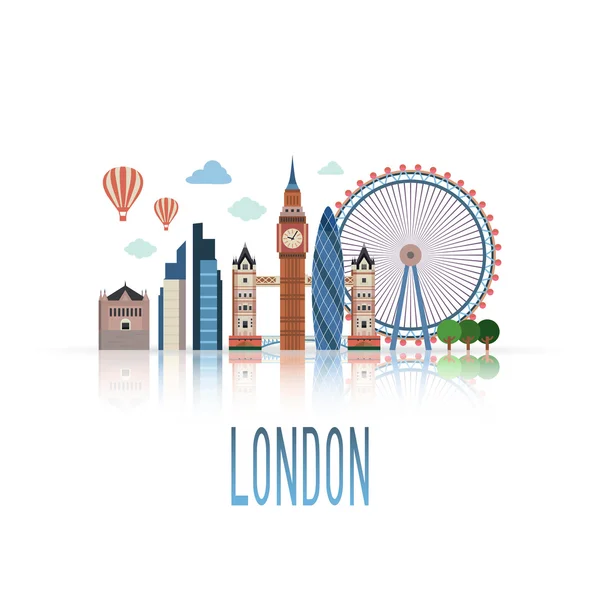 Londra manzara soyut . Vektör düz illüstrasyon .