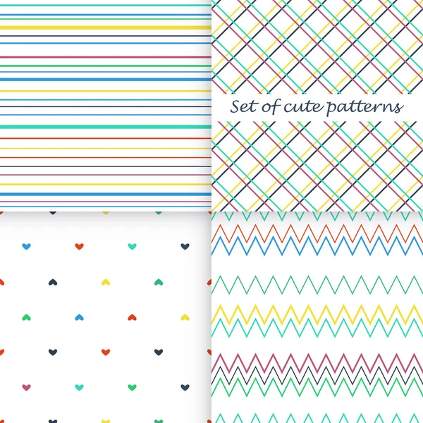 Set of different vector seamless patterns . — Stock Vector