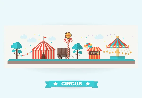 Circus collection with carnival . Vector illustration — Stock Vector