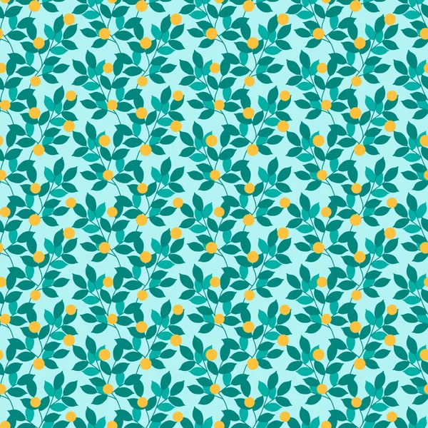 Abstract seamless pattern  of  leaves and yellow berries. — Stock Vector