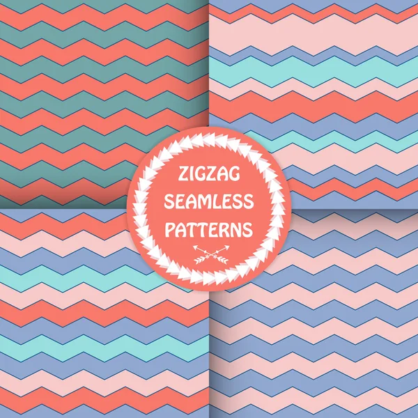 Seamless colorful zigzag  patterns.Vector abstract backgrounds. — Stock Vector